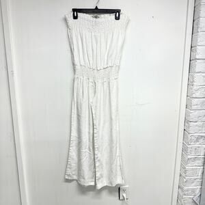 Young Fabulous & Broke 100% Linen Strapless Wide Leg Jumpsuit Size Small
